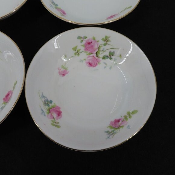 Union T Czechoslovakia Set of 4 Bowls 5.25in Pink Rose Flower Floral Gold Trim - Picture 5 of 13